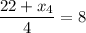 \dfrac{22+x_4}4=8