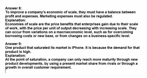1. describe an example of a company that manufactures a product. (2-4 sentences. 1.0 points) 2. list