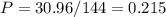 P=30.96/144=0.215