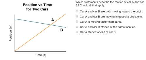 Which statements describe the motion of car a and car b? check all that apply.