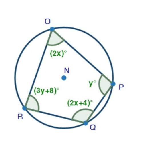 Question: quadrilateral opqr is inscribed inside a circle as shown below. what is the measure of a