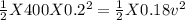 \frac{1}{2}X400X0.2^{2} = \frac{1}{2}X 0.18v^{2}