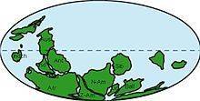 During the paleozoic and precambrian eras, there was only one large expanse of land. where was this