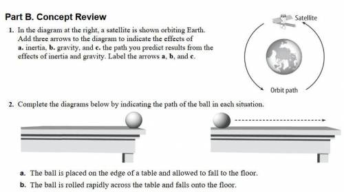 Chapter Review (continued) Satellite Part B. Concept Review 1. In the diagram at the right, a satell