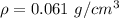 \rho=0.061\ g/cm^3