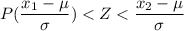 P(\dfrac{x_1-\mu}{\sigma})