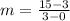 m=\frac{15-3}{3-0}