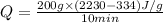 Q=\frac{200g\times (2230-334)J/g}{10min}