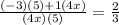 \frac{(-3)(5)+1(4x)}{(4x)(5)} =\frac{2}{3}