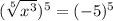 (\sqrt[5]{x^{3}})^5=(-5)^5