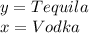 y=Tequila\\x=Vodka