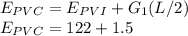 E_{PVC}=E_{PVI}+G_1(L/2)\\E_{PVC}=122+1.5%(460/2)\\E_{PVC}=125.45 ft\\