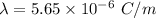 \lambda=5.65\times10^{-6}\ C/m