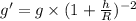 g'=g\times (1+\frac{h}{R} )^{-2}