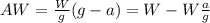 AW = \frac{W}{g} (g-a) = W - W \frac{a}{g}