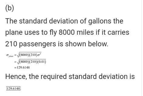 A certain commercial jet plane uses a mean of 0.15 gallons of fuel per passenger-mile, with a standa