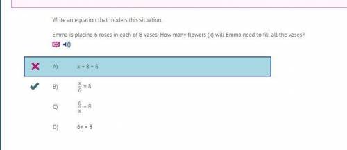 Emma is placing 6 roses in each of 8 vases. How many flowers (x) will Emma need to fill all the vase