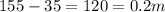 155-35= 120 = 0.2 m