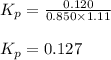 K_p=\frac{0.120}{0.850\times 1.11}\\\\K_p=0.127