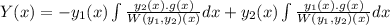 Y(x)=- y_1(x)\int\frac{y_2(x).g(x)}{W(y_1,y_2)(x)}dx + y_2(x)\int\frac{y_1(x).g(x)}{W(y_1,y_2)(x)}dx