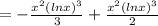 =-\frac{x^2(lnx)^3}{3} +\frac{x^2(lnx)^3}{2}