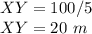 XY=100/5\\XY=20\ m