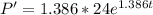 P' = 1.386*24e^{1.386t}