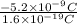 \frac{-5.2 \times 10^{-9} C}{1.6 \times 10^{-19} C}
