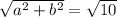 \sqrt{ {a}^{2}  +  {b}^{2} }  =  \sqrt{10}