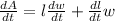\frac{dA}{dt} = l\frac{dw}{dt} + \frac{dl}{dt}w