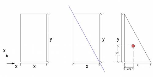 A cylinder is sliced in half along its diagonal. Determine the location of the center of mass and th