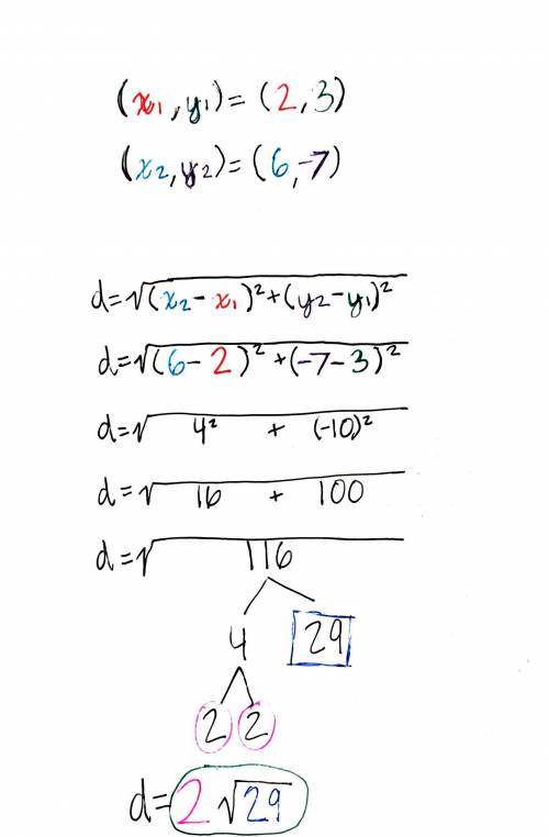 Trigonometry Length of line segment  Find the length of the line segment whose endpoints are: (2, 3)