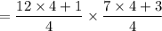 $=\frac{12 \times 4+1}{4}\times  \frac{7\times 4+3}{4}