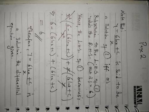 (a) Show that every member of the family of functions y = (6 ln(x) + C)/x , x > 0, is a solution