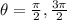 \theta=\frac{\pi}{2},\frac{3\pi}{2}