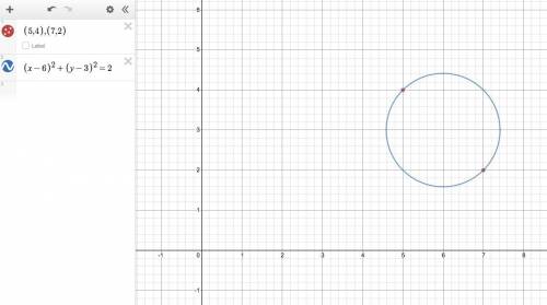 If (5, 4) and (7,2) are the endpoints of a diameter of a circle, what is the equation of the circle?