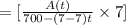 =[\frac{A(t)}{700-(7-7)t}\times 7]