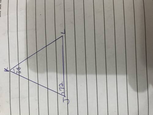 Triangle JKL is isosceles. The measure of angle J is 72° and the measure of angle K is 36°. Which st
