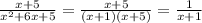 \frac{x+5}{x^{2} + 6x +5 } = \frac{x+5}{(x+1)(x+5)} = \frac{1}{x+1}