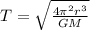 T=\sqrt \frac{4 \pi^{2}r^{3}}{GM}