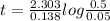 t =\frac{2.303}{0.138} log\frac{0.5}{0.05}