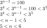 3^{n-1}=100\\3^4