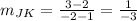 m_{JK}=\frac{3-2}{-2-1}=\frac{1}{-3}