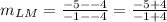 m_{LM}=\frac{-5--4}{-1--4}=\frac{-5+4}{-1+4}