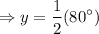 $\Rightarrow y= \frac{1}{2}(80^\circ )