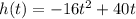 h(t)=-16t^2+40t