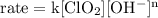 \rm rate =k[ClO_{2}][OH^{-}]^{n}