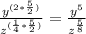 \frac{y^{(2*\frac{5}{2})} }{z^{(\frac{1}{4}*\frac{5}{2} )} } =\frac{y^5}{z^{\frac{5}{8} } }