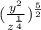 (\frac{y^2}{z^{\frac{1}{4}} } )^{\frac{5}{2} }