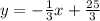 y = -\frac 13x +\frac{25}3